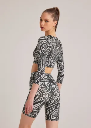 Αθλητικό biker με ethnic print | Μαύρο