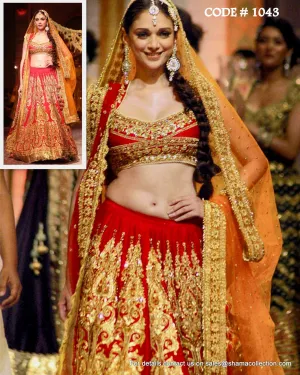 1043 Aditi Rao Hydari's red-gold bridal lehenga Outfit Sets