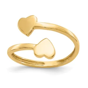 10K Gold Double Heart Bypass Toe Ring