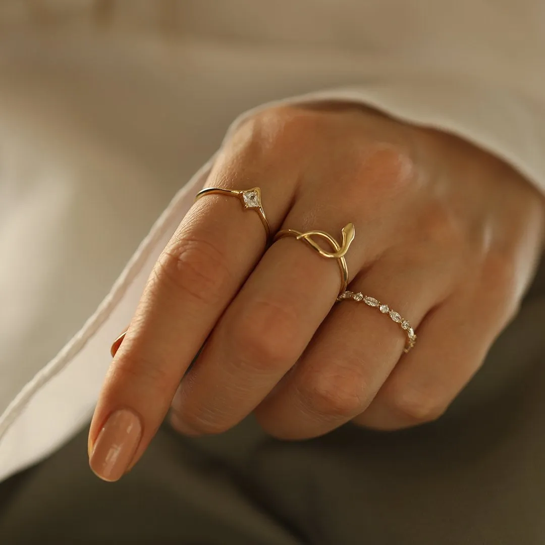14k Gold Plain Snake Ring