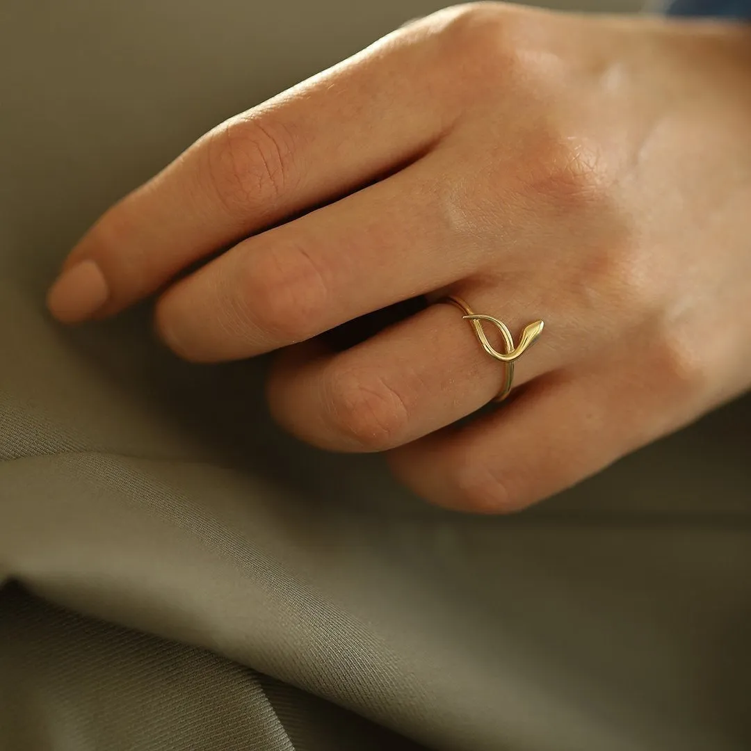 14k Gold Plain Snake Ring