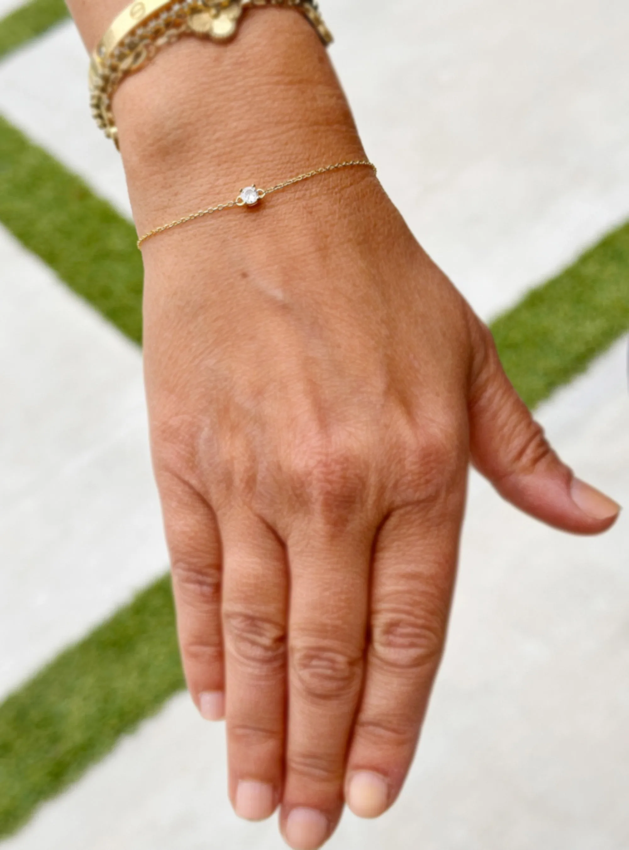 14k Solid Yellow Gold Bracelet Moissanite Bracelet Gold Chain Diamond Bracelet, Chain Moissanite Bracelet Prong Set 0.25ctw Minimalist Style