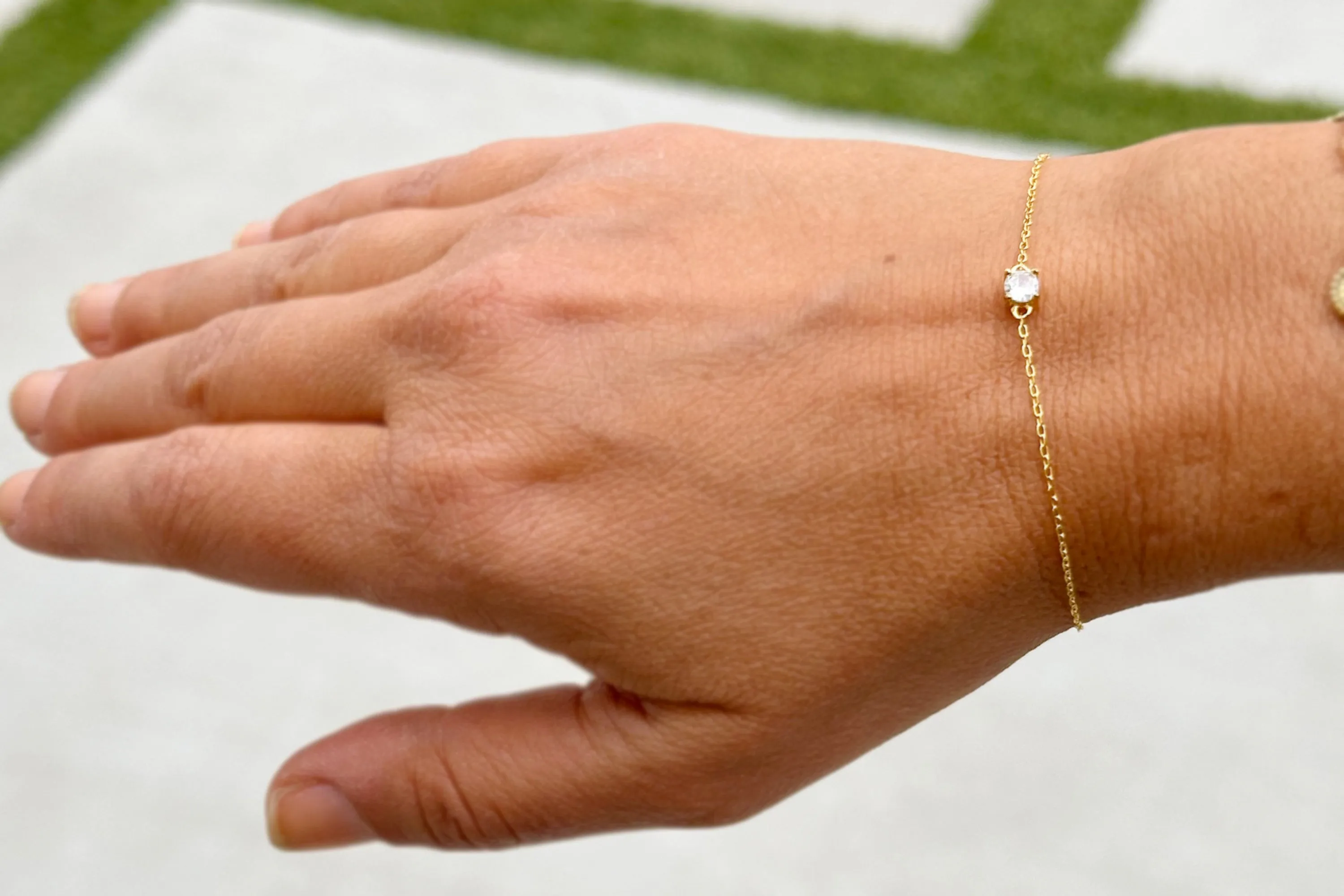 14k Solid Yellow Gold Bracelet Moissanite Bracelet Gold Chain Diamond Bracelet, Chain Moissanite Bracelet Prong Set 0.25ctw Minimalist Style