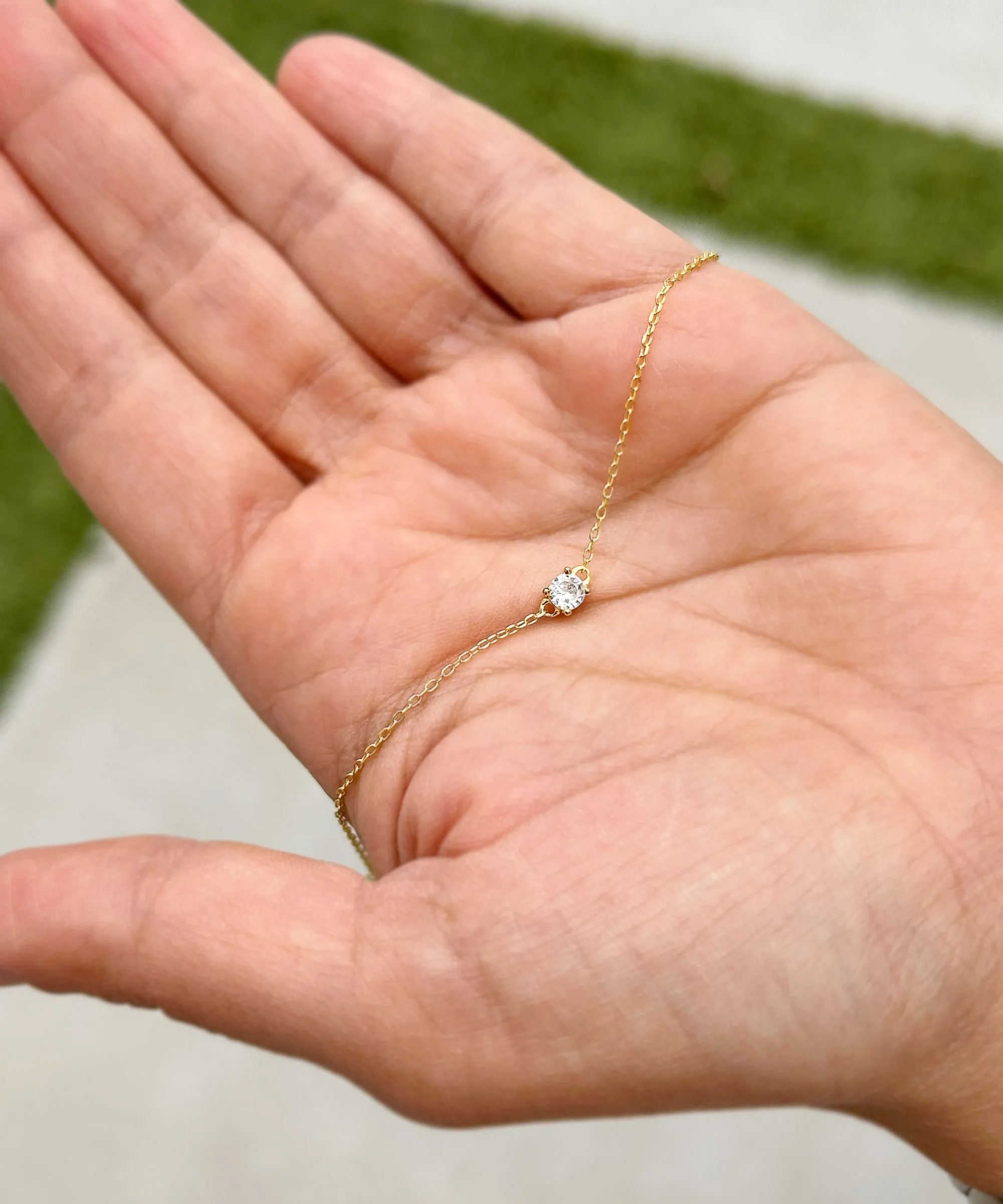 14k Solid Yellow Gold Bracelet Moissanite Bracelet Gold Chain Diamond Bracelet, Chain Moissanite Bracelet Prong Set 0.25ctw Minimalist Style