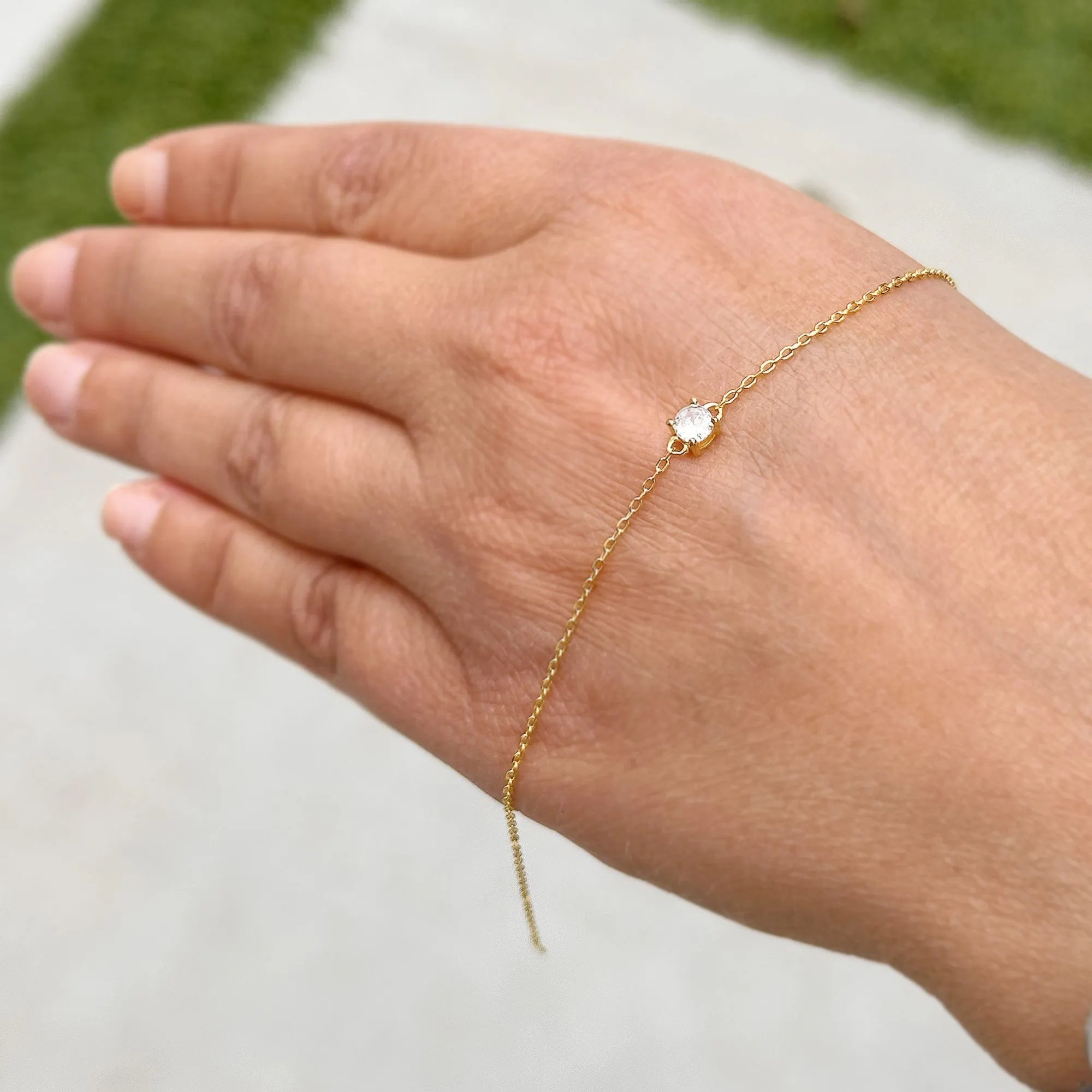 14k Solid Yellow Gold Bracelet Moissanite Bracelet Gold Chain Diamond Bracelet, Chain Moissanite Bracelet Prong Set 0.25ctw Minimalist Style