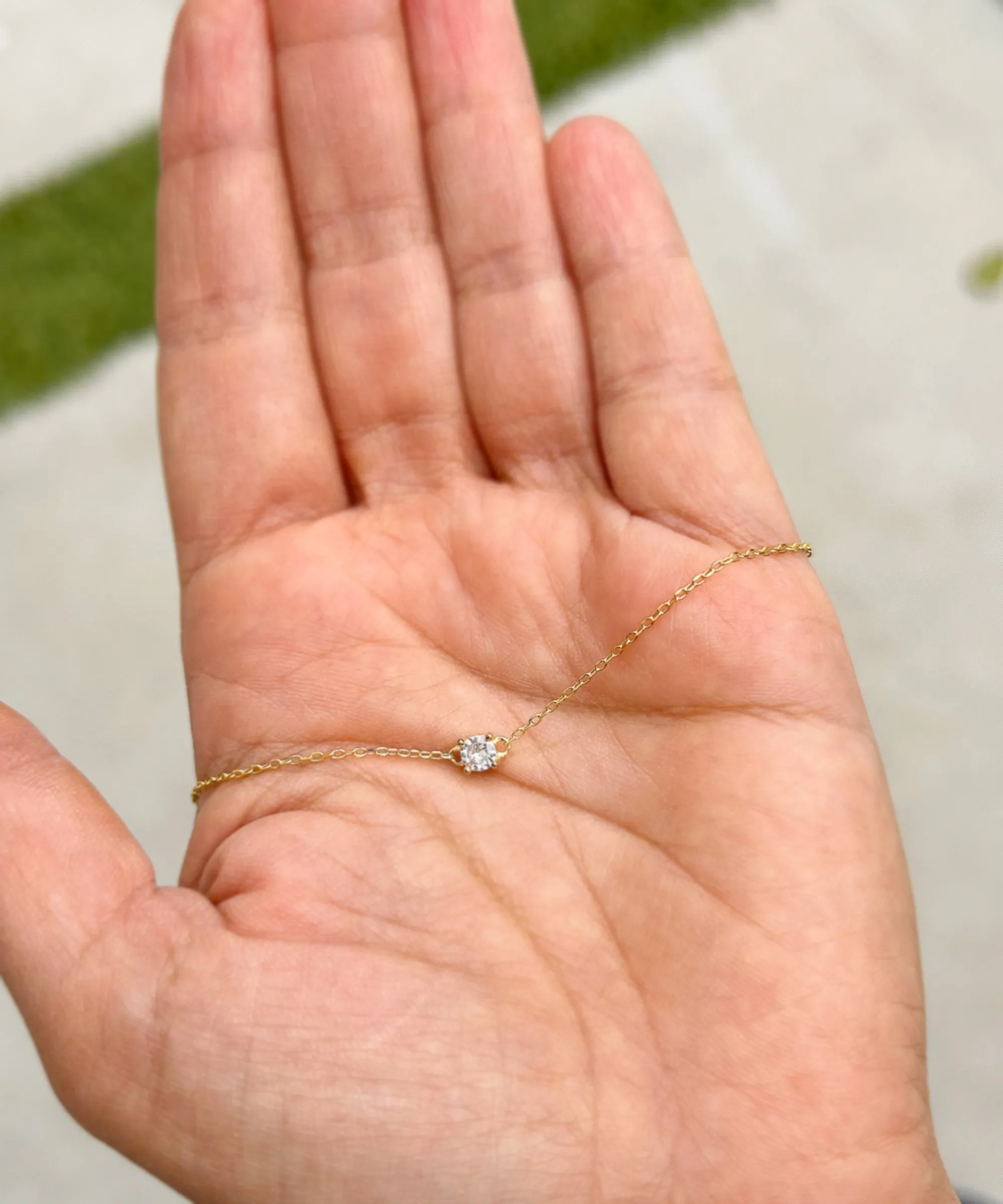 14k Solid Yellow Gold Bracelet Moissanite Bracelet Gold Chain Diamond Bracelet, Chain Moissanite Bracelet Prong Set 0.25ctw Minimalist Style