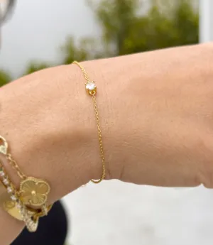 14k Solid Yellow Gold Bracelet Moissanite Bracelet Gold Chain Diamond Bracelet, Chain Moissanite Bracelet Prong Set 0.25ctw Minimalist Style