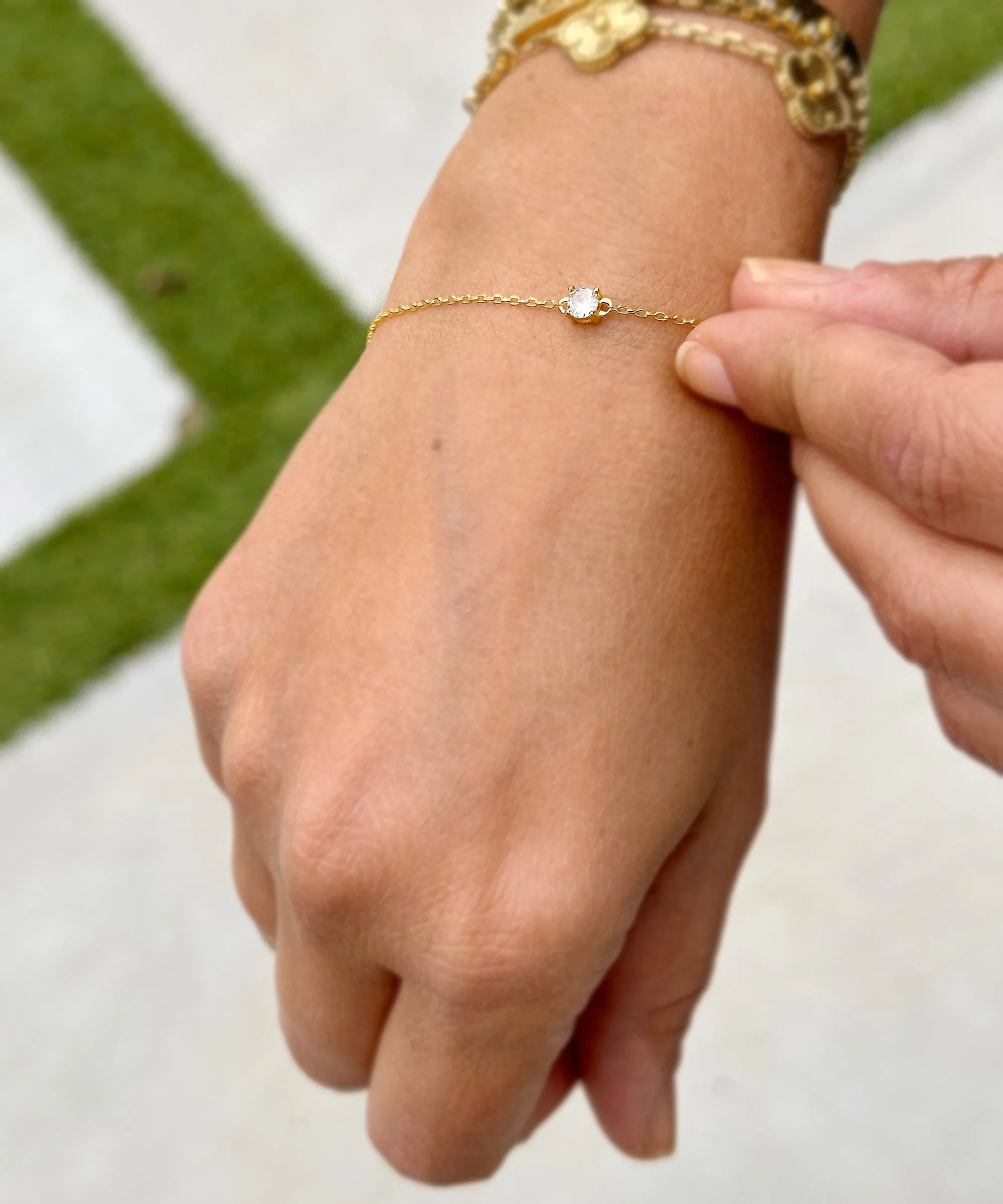 14k Solid Yellow Gold Bracelet Moissanite Bracelet Gold Chain Diamond Bracelet, Chain Moissanite Bracelet Prong Set 0.25ctw Minimalist Style
