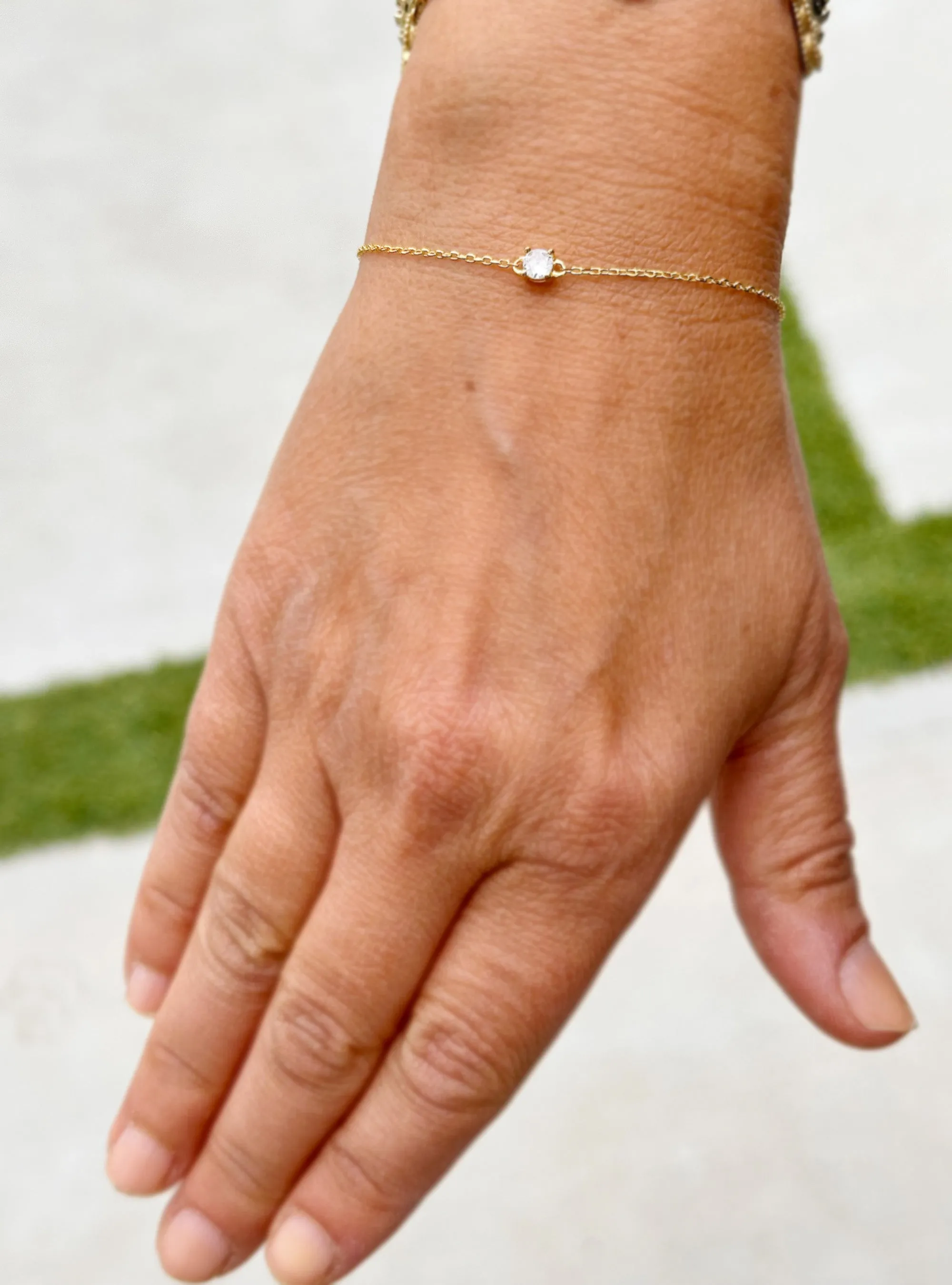 14k Solid Yellow Gold Bracelet Moissanite Bracelet Gold Chain Diamond Bracelet, Chain Moissanite Bracelet Prong Set 0.25ctw Minimalist Style
