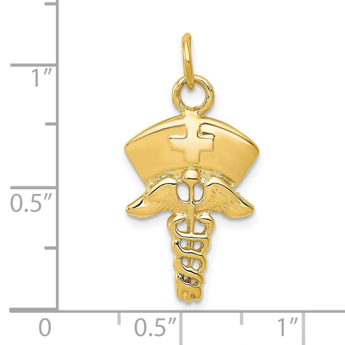 14k Yellow Gold Nurse Symbol Charm Pendant