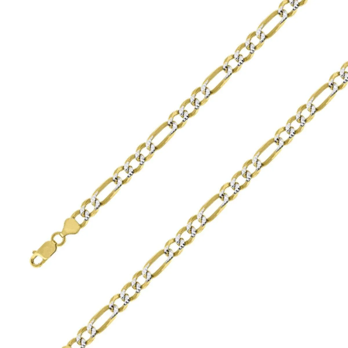 14k Yellow Gold Plated 9.5mm Silver Pave Figaro Chain Size- 8"