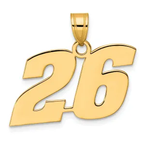 14k Yellow Gold Polished Finish Block Script Design Number 26 Charm Pendant