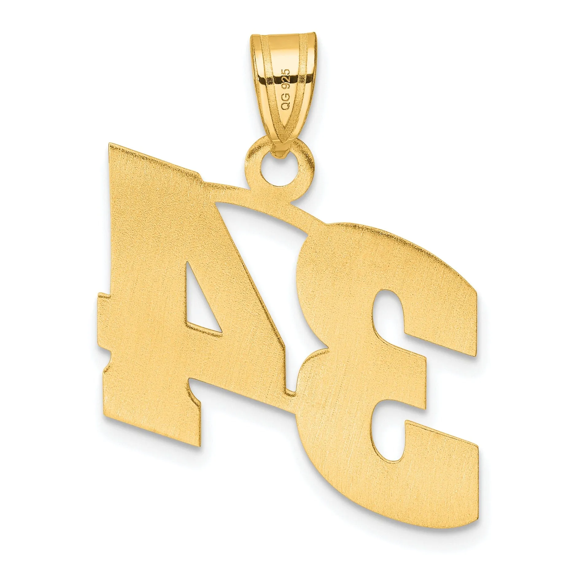 14k Yellow Gold Polished Finish Block Script Design Number 34 Charm Pendant