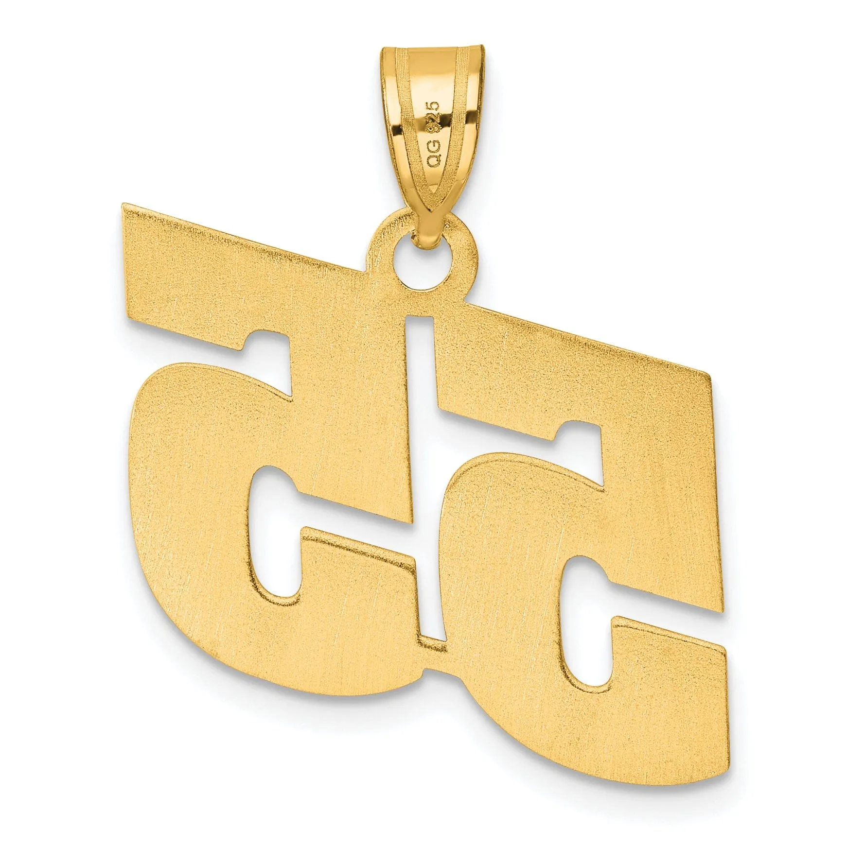 14k Yellow Gold Polished Finish Block Script Design Number 55 Charm Pendant
