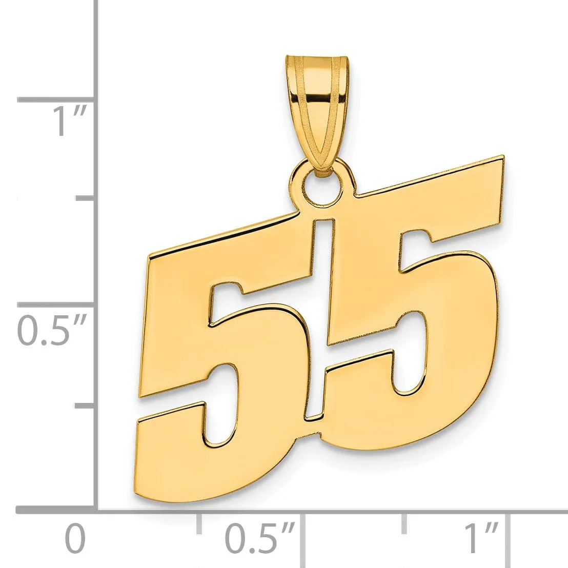 14k Yellow Gold Polished Finish Block Script Design Number 55 Charm Pendant