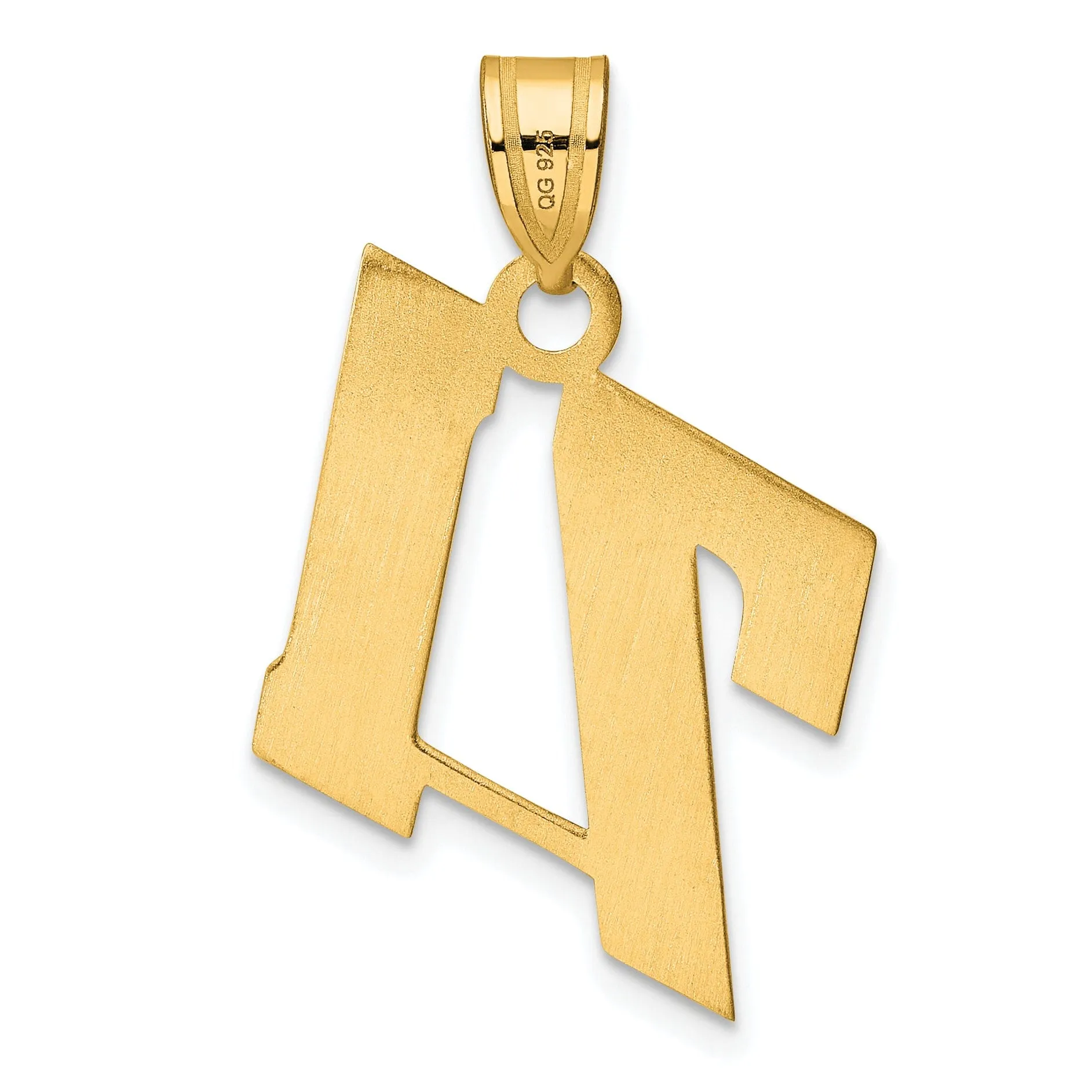 14k Yellow Gold Polished Finish Block Script Design Number 71 Charm Pendant