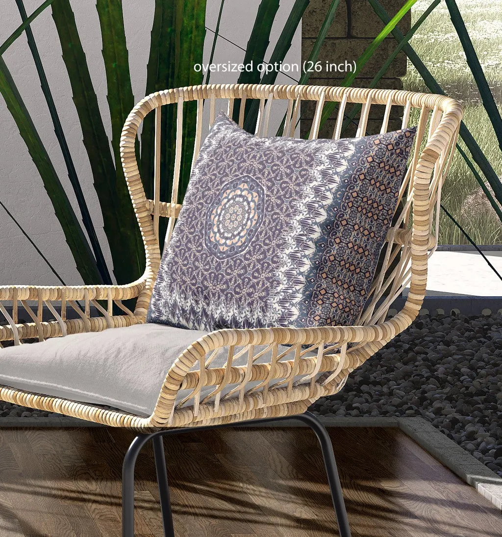16” Gray Peach Holy Floral Indoor Outdoor Throw Pillow
