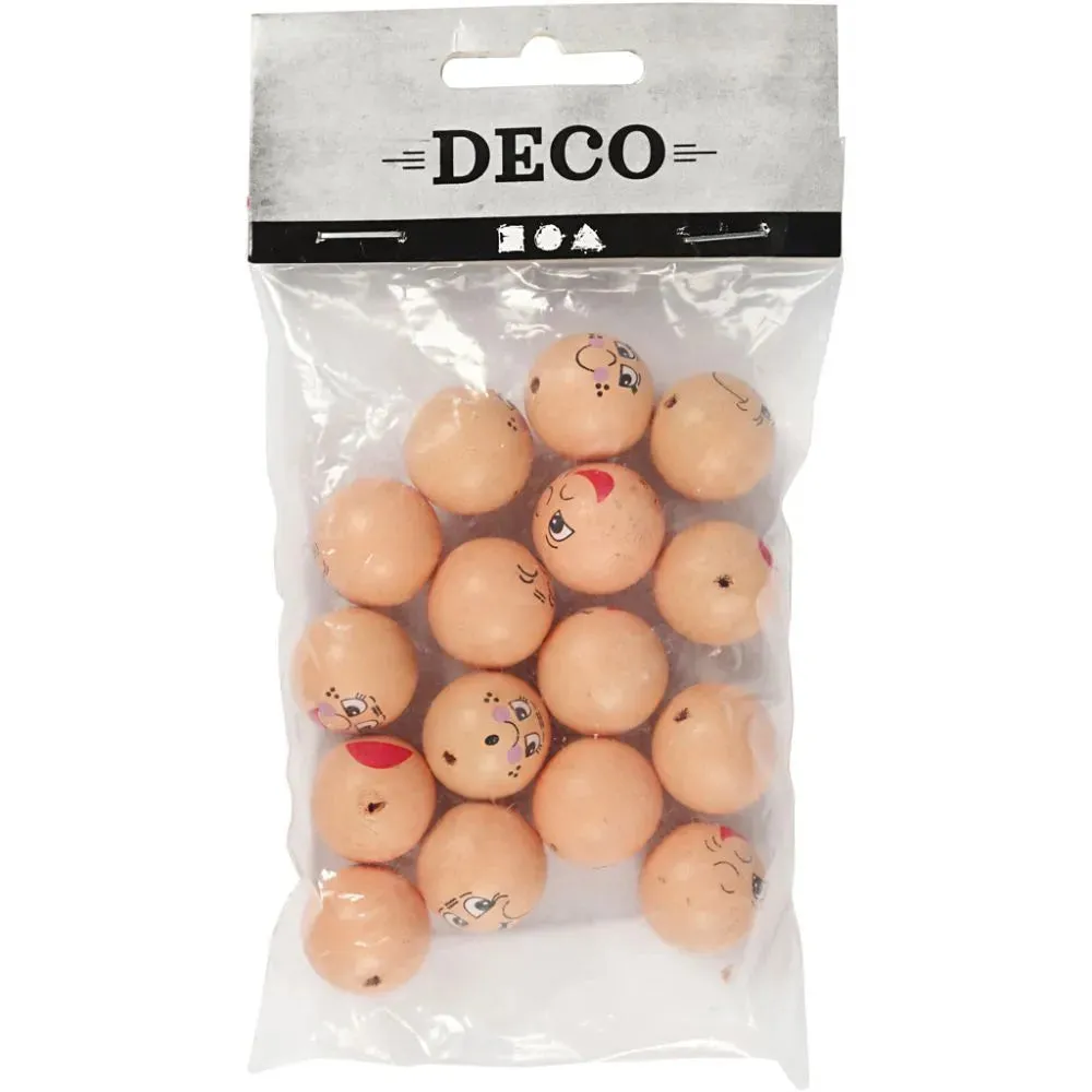 16x Wood Miniature Heads 20mm Assorted Cute Models Figurines