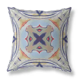 18” Navy Sage Geo Tribal Suede Throw Pillow