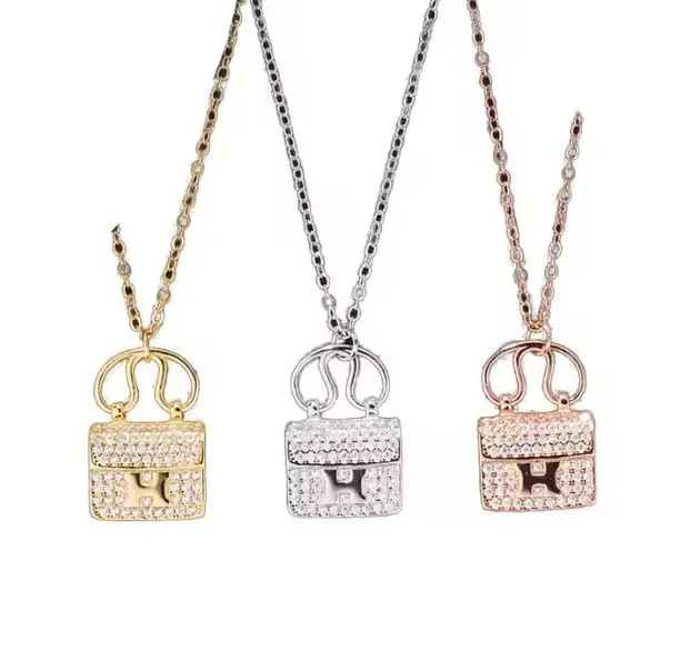 18k Gold Plated Stainless Steel Luxury Purse Charm Necklace Women Jewelry