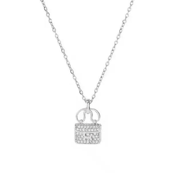18k Gold Plated Stainless Steel Luxury Purse Charm Necklace Women Jewelry