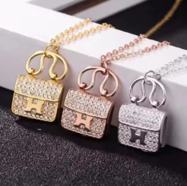 18k Gold Plated Stainless Steel Luxury Purse Charm Necklace Women Jewelry