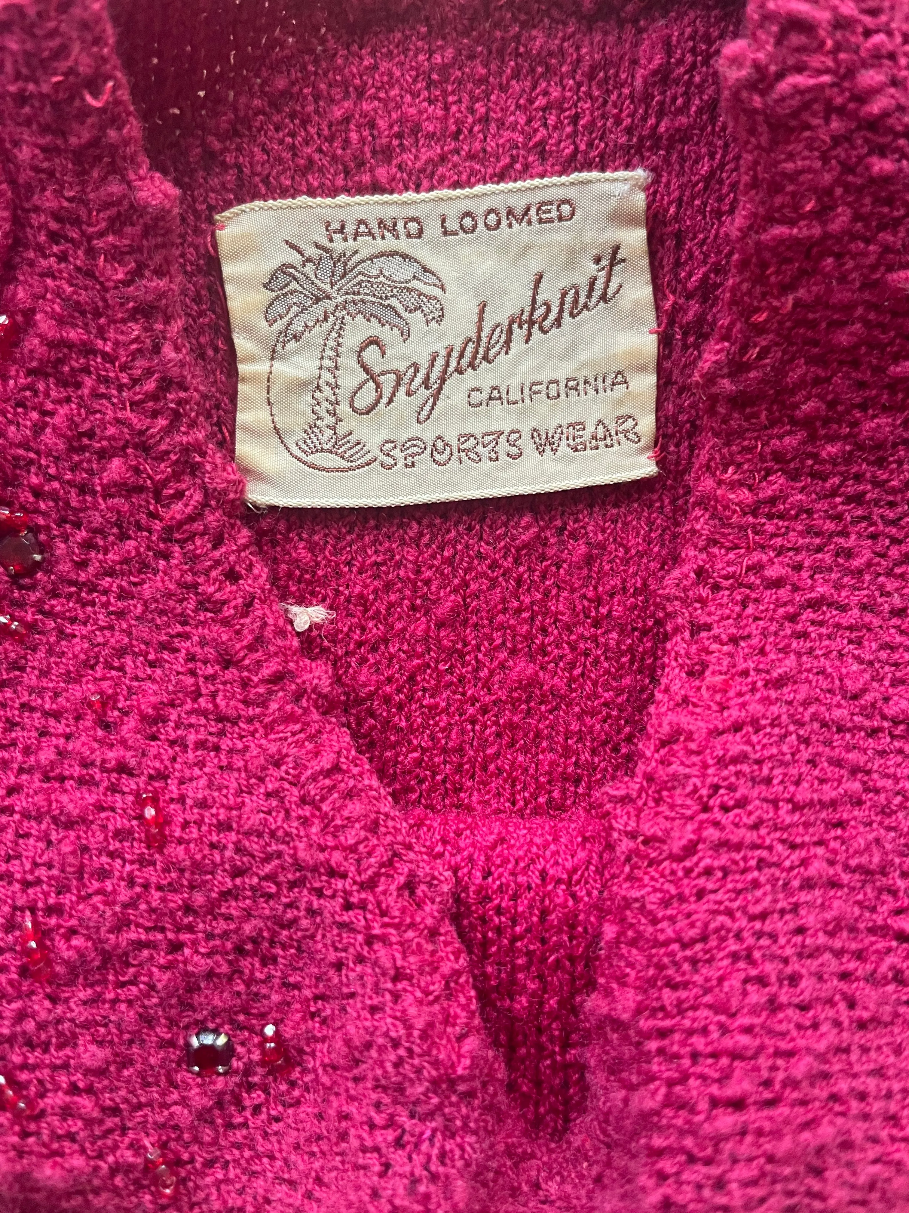 1940s Snyderknit Hand Loomed 3D Floral Knit Wiggle Dress