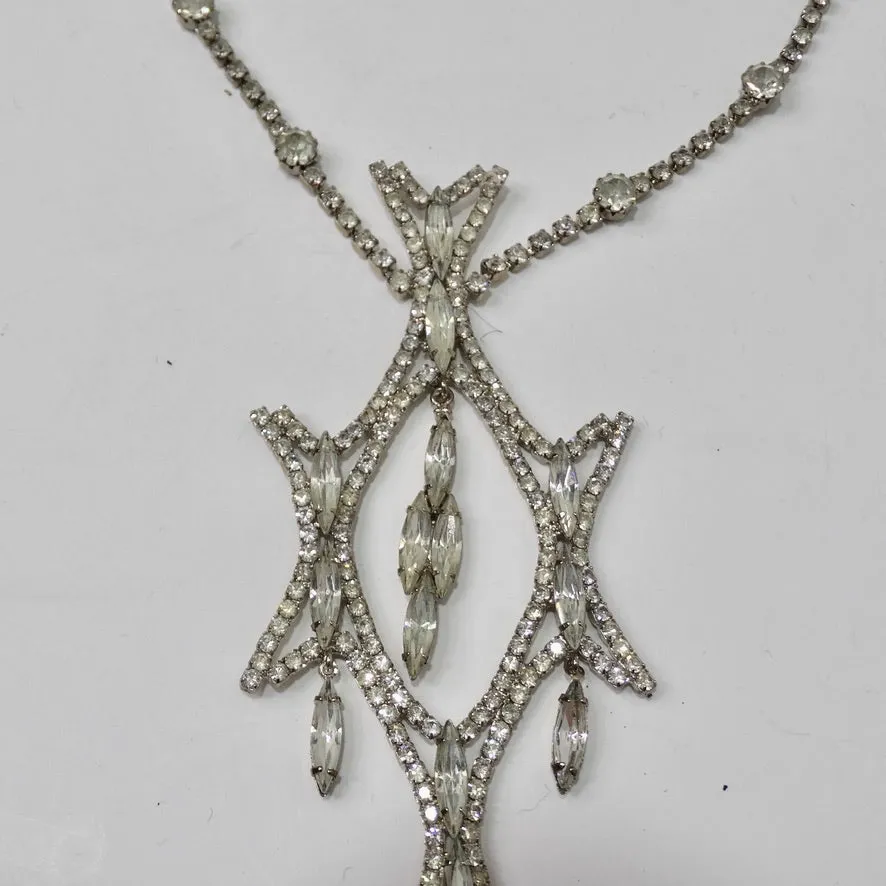 1970 Rhinestone Drop Necklace