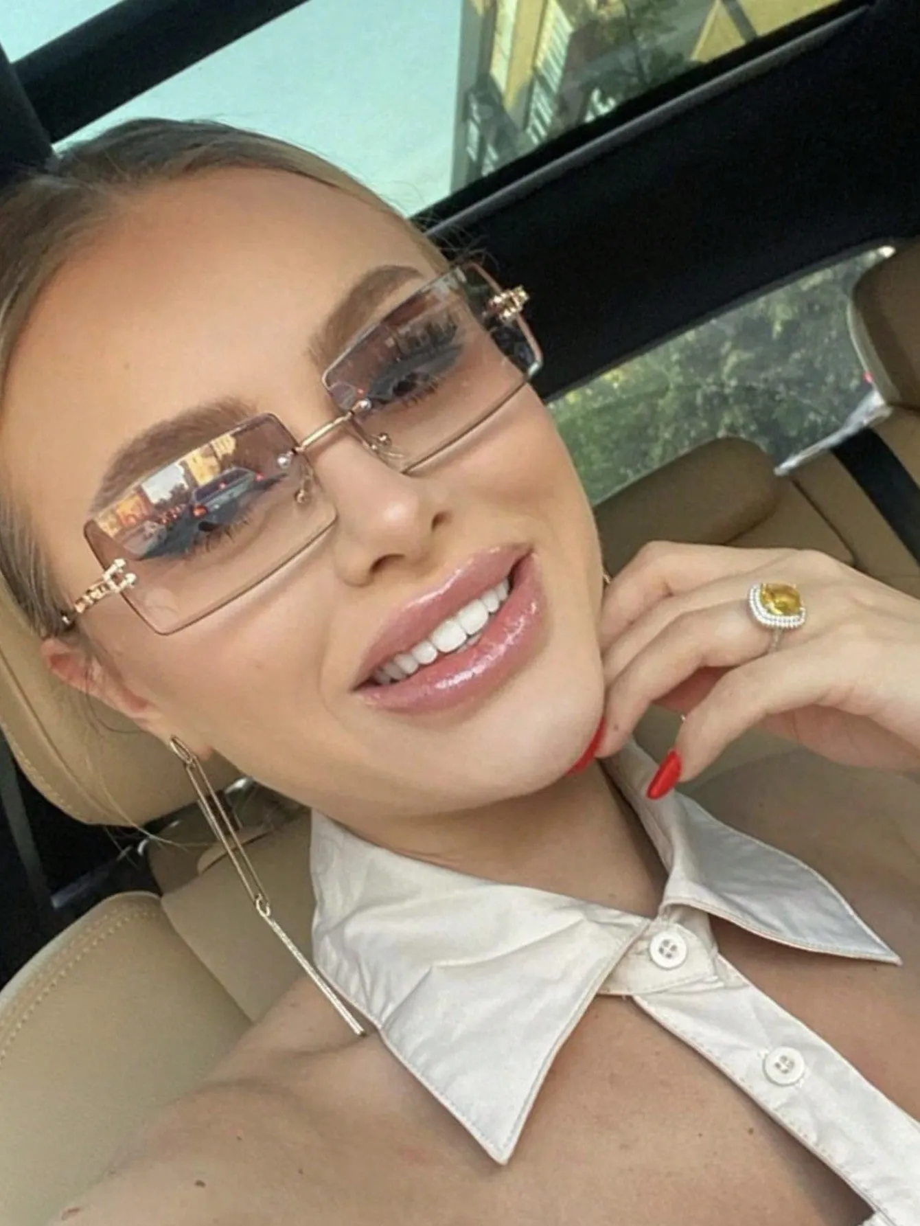 1pc Frameless Rectangle Sunglasses