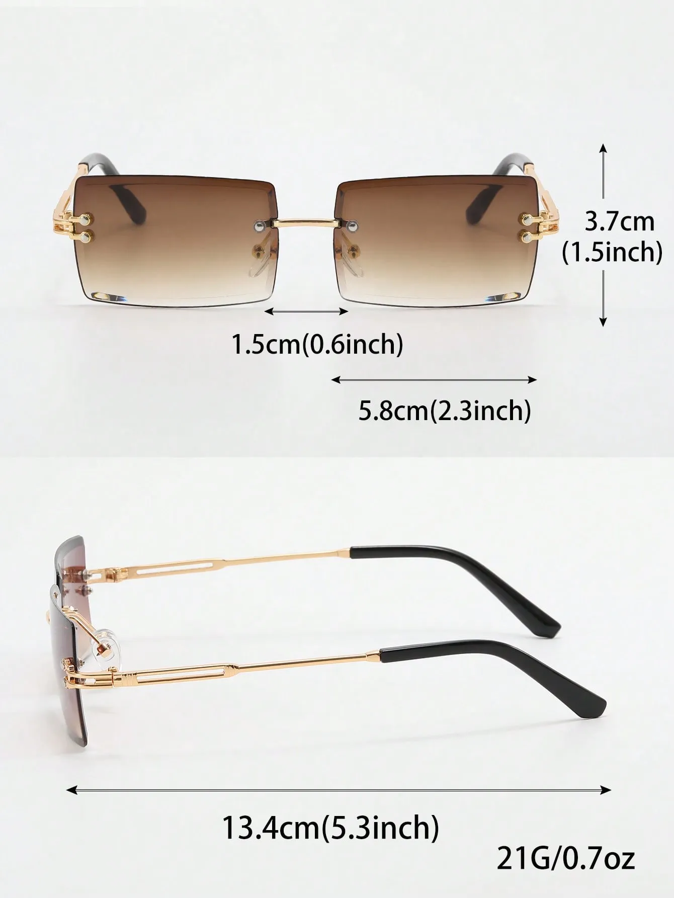 1pc Frameless Rectangle Sunglasses