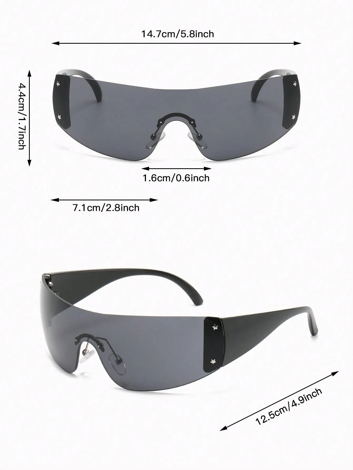 1pc Frameless Star Rivet Sunglasses