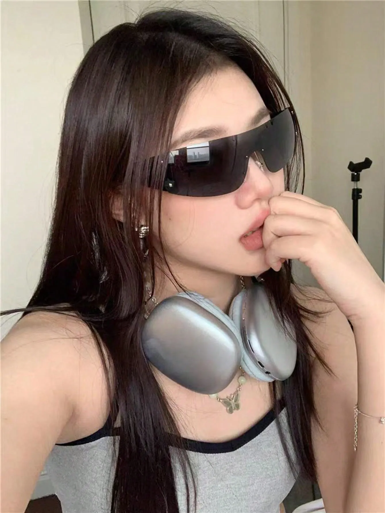 1pc Frameless Star Rivet Sunglasses