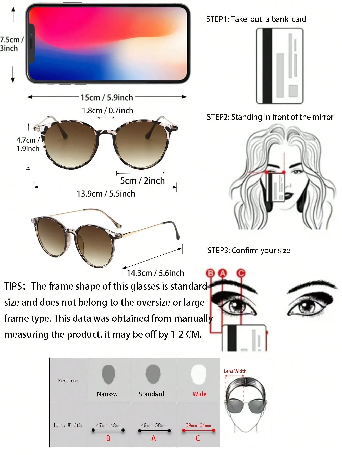 1pc Round Frame Boho Sunglasses