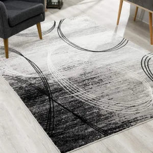 2’ x 15’ Gray Distressed Swirls Runner Rug