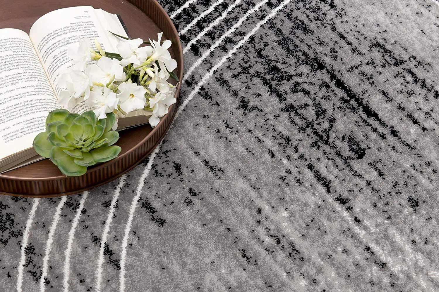 2’ x 15’ Gray Distressed Swirls Runner Rug