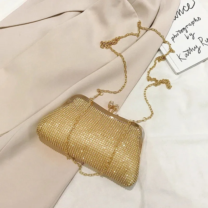 2024 Fashion Gold Diamond Evening Bags hasp Luxury Handbag Elegent Chain Women Shoulder Crossbody Bag Wedding Party Clutch bags