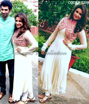 2209 Parineeti Chopra's white umbrella cut dress with pink jacket Outfit Sets