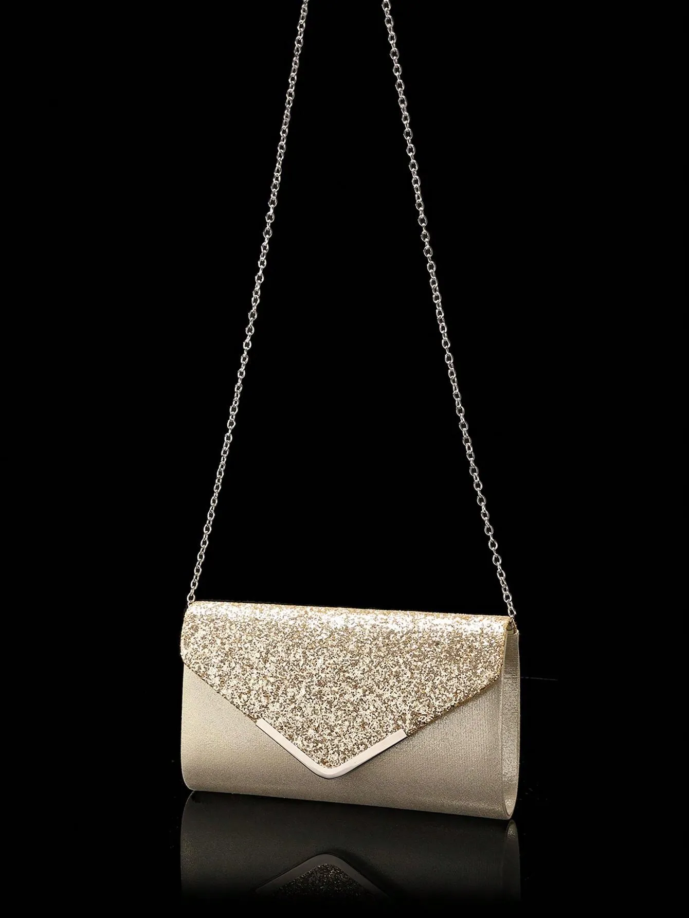 4 Pieces Women Rhinestone Evening Clutch Bag Rhinestone Ear Clip Bridal Wedding Choker Bracelet Dangle Bling Glitter Purse