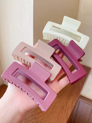 4pcs Square Shaped Clear Color Minimalist Hair Claw -  Multicolor