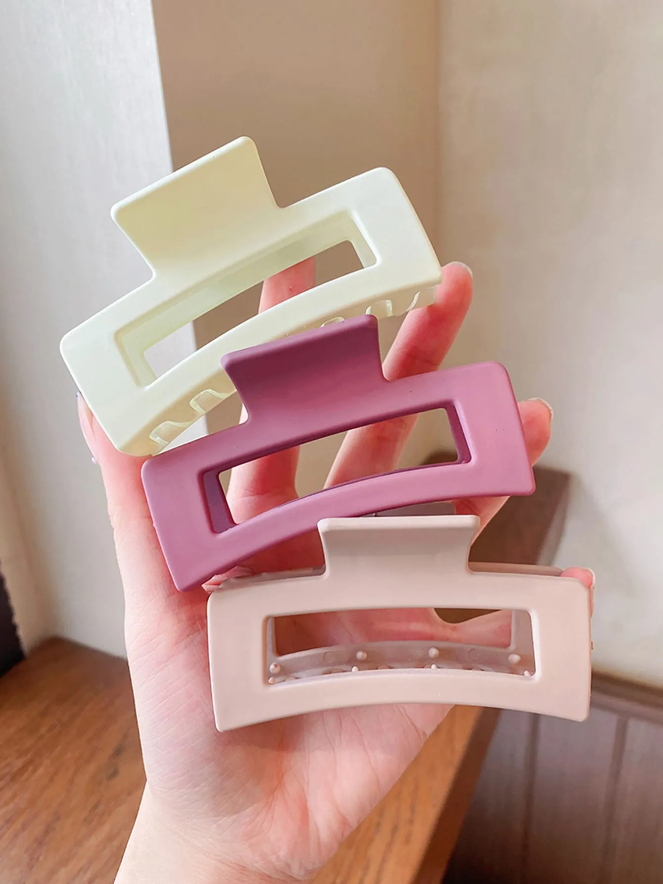 4pcs Square Shaped Clear Color Minimalist Hair Claw -  Multicolor