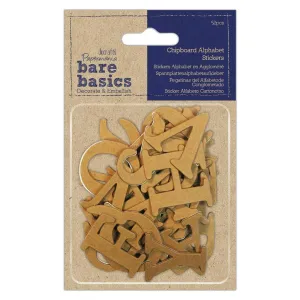 52 x Papermania Bare Basics Chipboard Alphabet Letters Sticker Scrapbooking Crafts 36mm