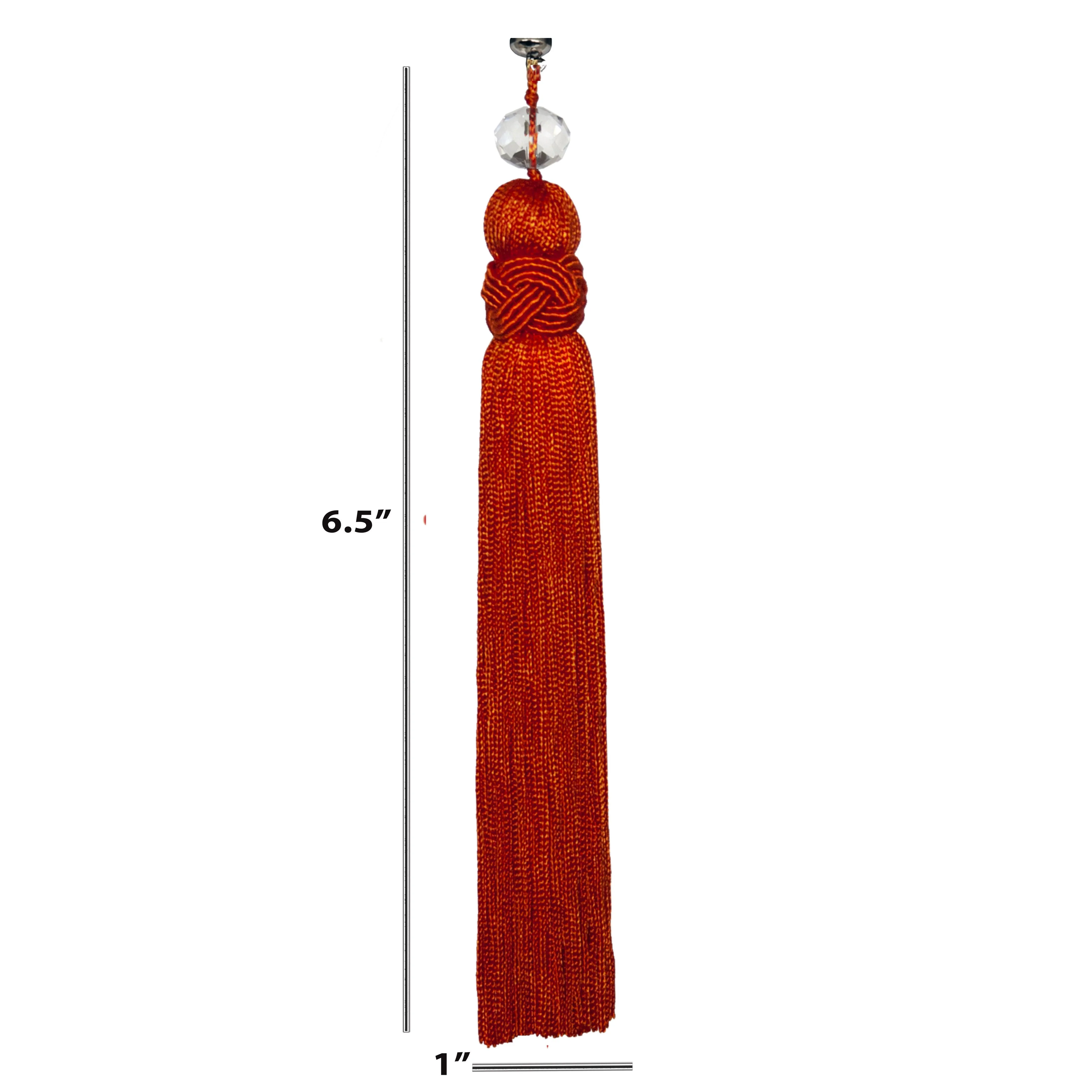 6.5" CORAL ORANGE CRYSTAL BEAD TASSEL (Set/3) MAGNETIC CHANDELIER ORNAMENT - Magnetic Chandelier Accessory TrimKit®