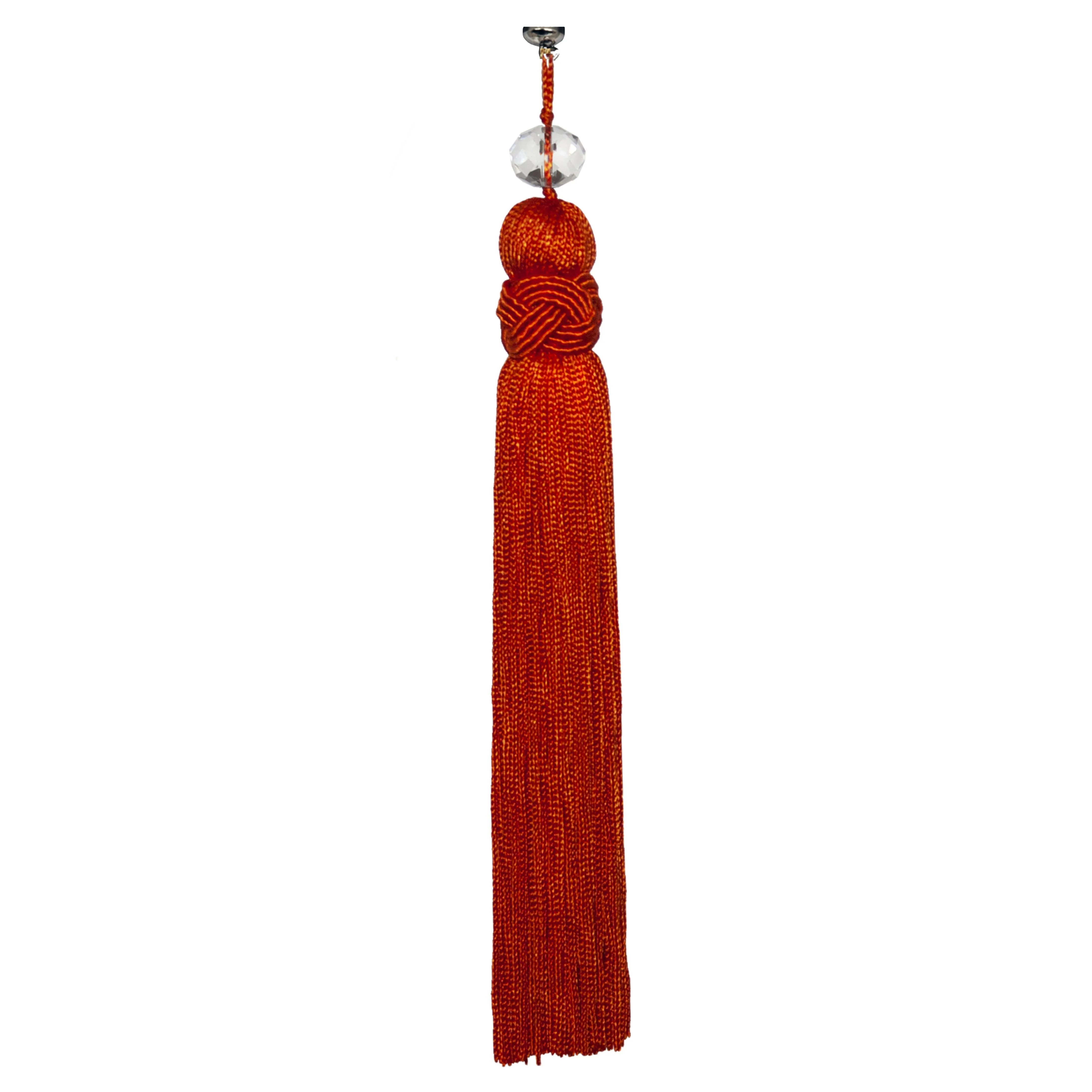 6.5" CORAL ORANGE CRYSTAL BEAD TASSEL (Set/3) MAGNETIC CHANDELIER ORNAMENT - Magnetic Chandelier Accessory TrimKit®