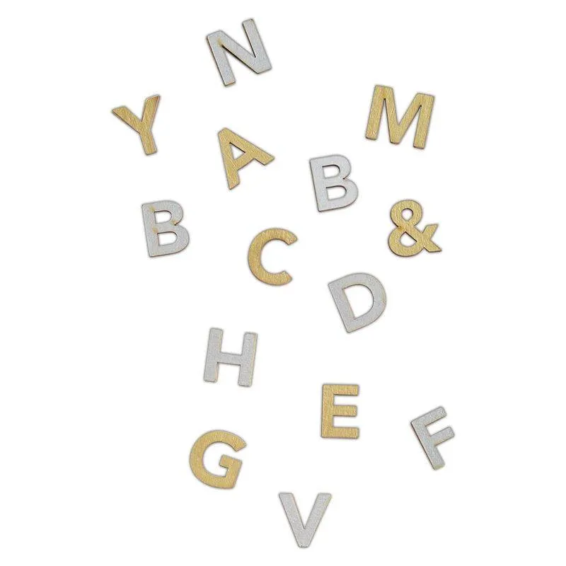 81 x Papermania Metallic Adhesive Alphabet Pack Wooden Decoration Scrapbooking Crafts