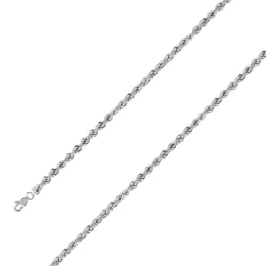 925 Sterling 4.5mm Silver Rhodium Plated Rope Chain Size- 8"