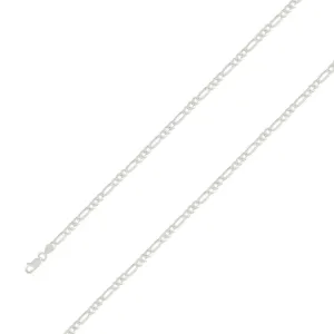 925 Sterling 4mm Silver Diamond Cut E-Coated Figaro Chain Size- 8"