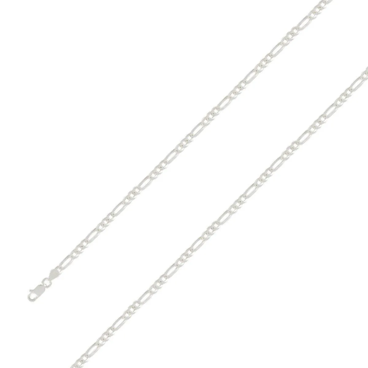 925 Sterling 4mm Silver Diamond Cut E-Coated Figaro Chain Size- 8"