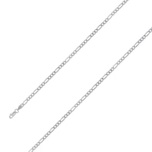 925 Sterling 4mm Silver Rhodium Plated Figaro Chain Size- 9"