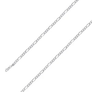 925 Sterling 5mm Silver Rhodium Plated Figaro Chain Size- 9"