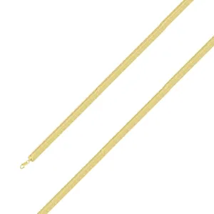 925 Sterling Silver 5mm Gold Plated Herring Bone Chain Size- 8"